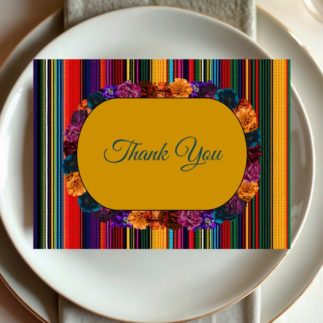Modern Mexican flowers wedding yellow  Thank You Card (Creator Uploaded)