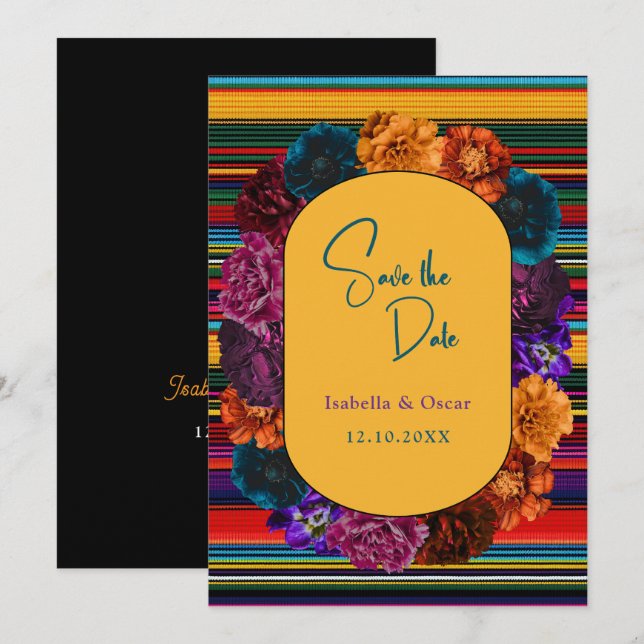 Modern Mexican flowers yellow wedding  Save The Date (Front/Back)