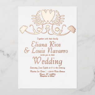 Modern Mexican Folk Floral Heart Wedding Pressed