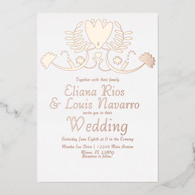 Modern Mexican Folk Floral Heart Wedding Pressed   (Front)