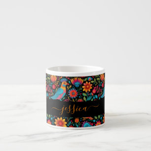 Modern mexican pattern script name espresso cup