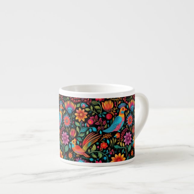 Modern mexican pattern script name espresso cup (Front Right)