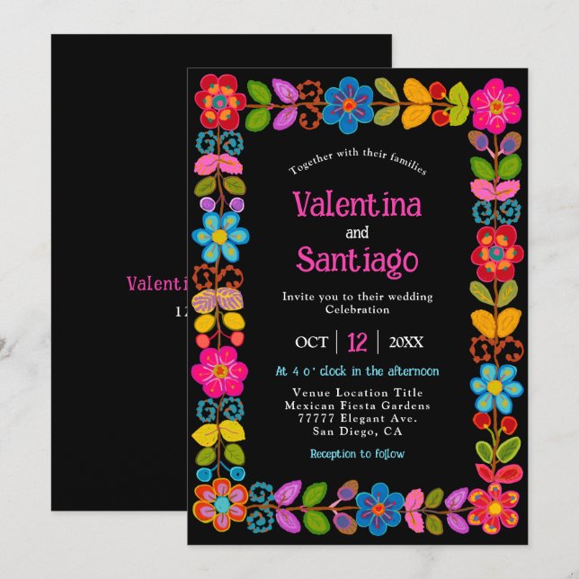 Modern Mexican wedding invitation (Front/Back)