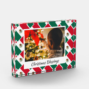 Modern MEXICO FLAG Christmas Keepsake Photo Block