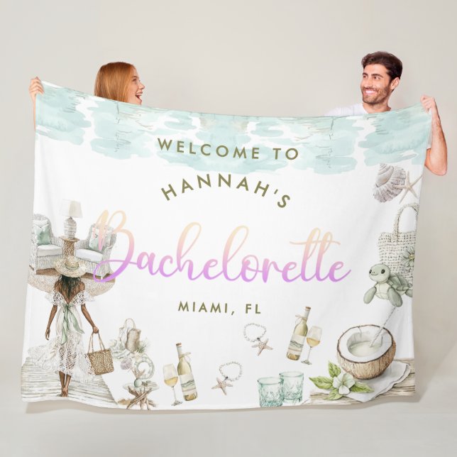 Modern Miami Beach Bachelorette Weekend Fleece Blanket (In Situ)