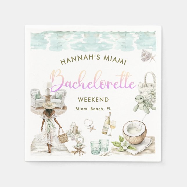 Modern Miami Beach Bachelorette Weekend Napkin (Front)