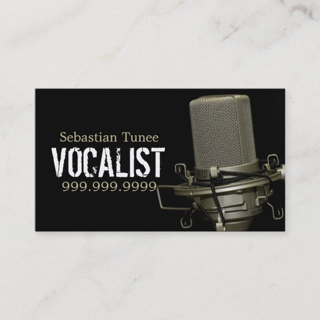 Modern Mic Singer Business Card (Front)