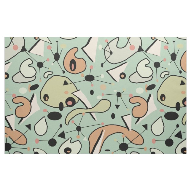 Modern Mid Century 1950s Atomic & Organic Shapes Fabric (Fat Quarter)