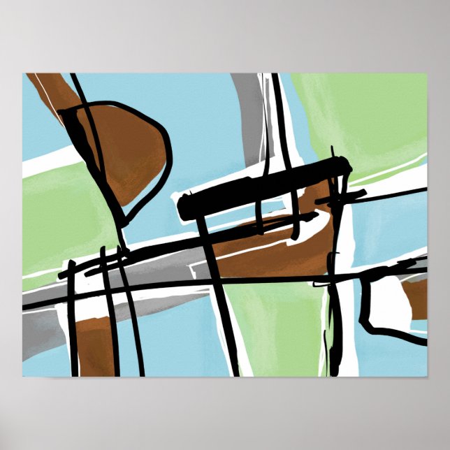Modern Mid Century Abstract Colourful Painting Art Poster (Front)