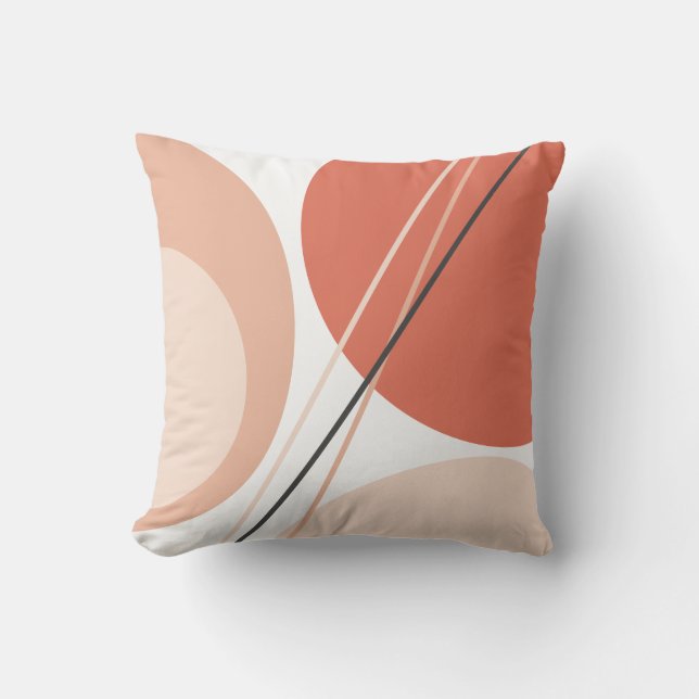 Modern Mid Century Abstract Geo Pastel Terracotta Cushion (Front)