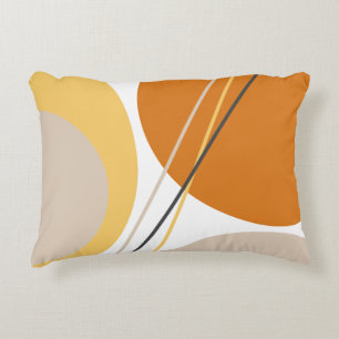 Modern Mid Century Abstract Mustard Rust Brown Decorative Cushion