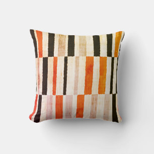 Modern Mid Century Abstract Retro Black Orange Cushion