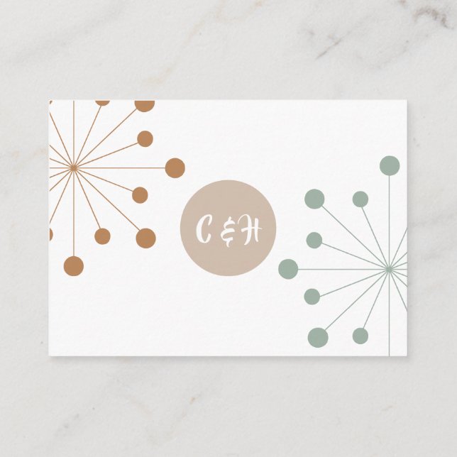 Modern Mid Century Atomic Starburst Wedding  Enclo Enclosure Card (Back)