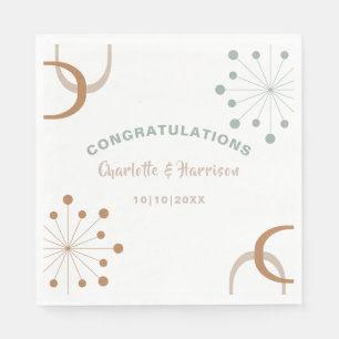 Modern Mid Century Atomic Starburst Wedding  Napkin