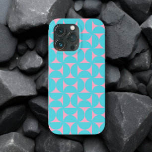 Modern Mid Century Blue & Pink Abstract Shapes iPhone 13 Pro Case