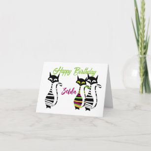 Modern Mid Century Cats editable text Card