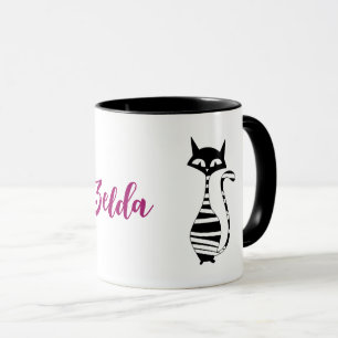 Modern Mid Century Cats editable text Mug