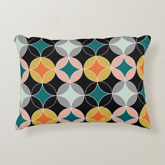 Modern Mid Century Circles Geometric Pattern Decorative Cushion (Front)