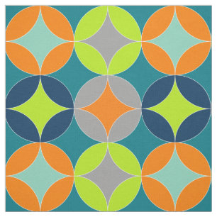 Modern Mid Century Circles Geometric Pattern Fabric