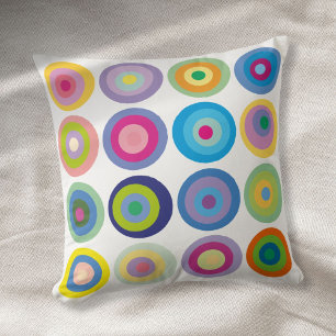 Modern Mid Century Circles Pattern Colourful Cushion