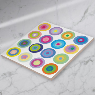 Modern Mid Century Colourful Circles Pattern Tile