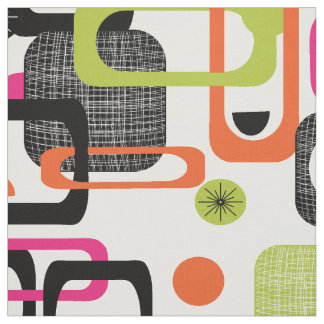 Modern Mid Century Funky Geometric Pattern Fabric