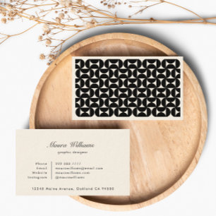 Modern Mid Century Geometric Abstract Black Shapes Business Card