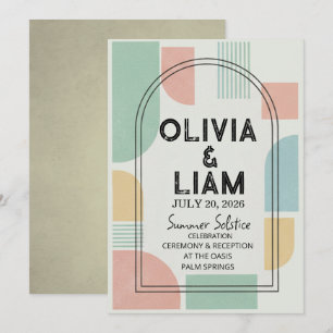 Modern Mid-Century Geometric Arch Wedding  Invitation