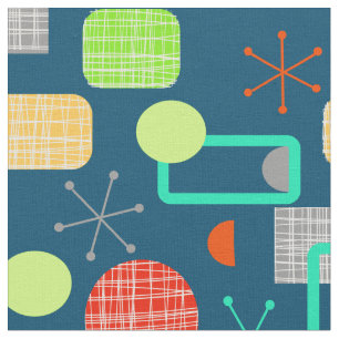 Modern Mid Century Geometric Atomic Starburst Fabric