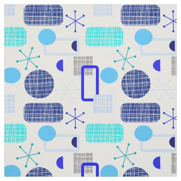 Blue Geometric Fabric Zazzle.co.uk