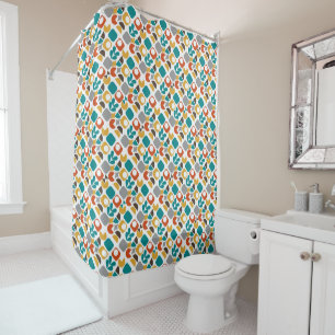Modern Mid Century Geometric Colorful Retro   Shower Curtain