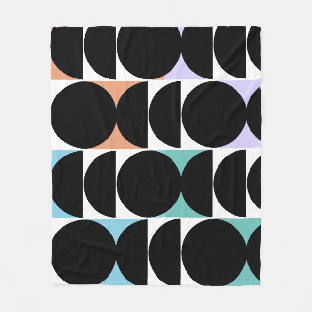 Modern Mid Century Geometric Fleece Blanket (Front)