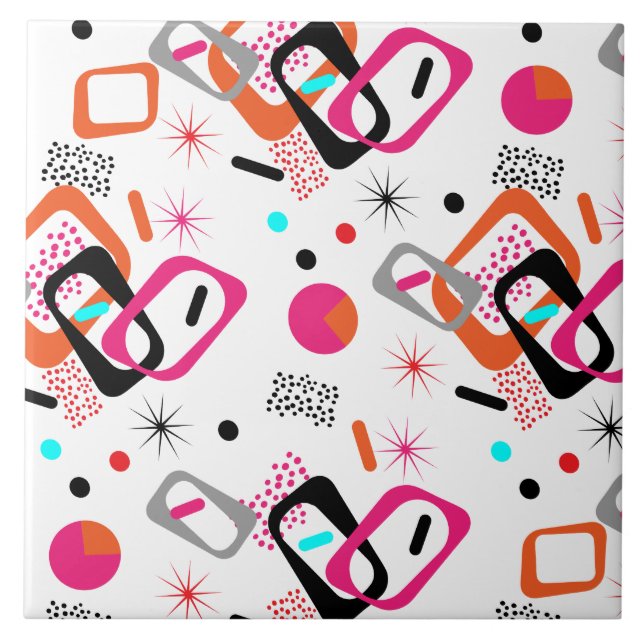 Modern Mid Century Geometric Pattern Tile (Front)
