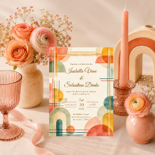 Modern Mid Century Geometric Wedding Invitation
