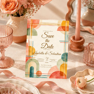 Modern Mid Century Geometric Wedding Save The Date