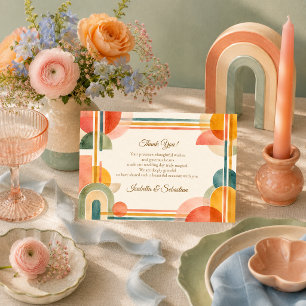 Modern Mid Century Geometric Wedding Thank You Card
