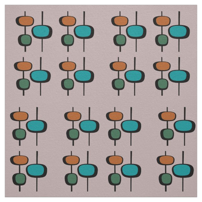Modern mid century pattern pink blue green orange fabric (Swatch)