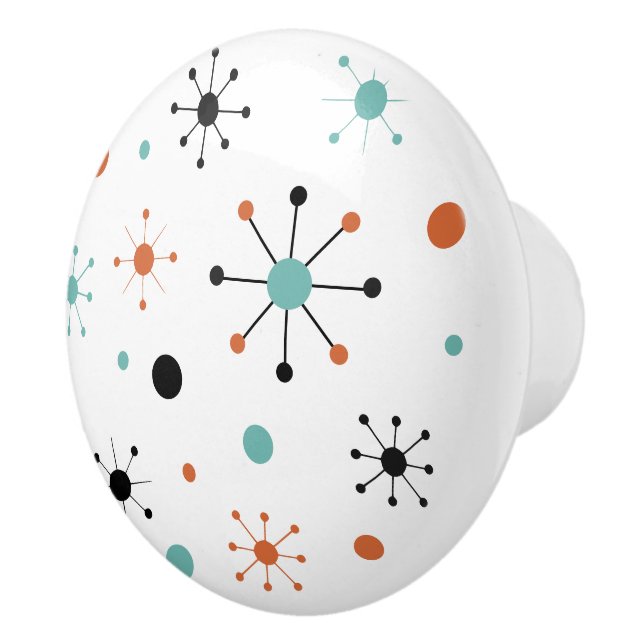 Modern Mid Century Retro Atomic Abstract Ceramic Knob (Right)