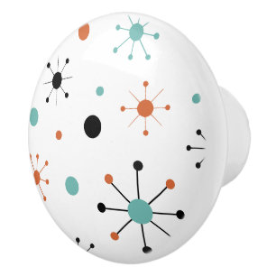 Modern Mid Century Retro Atomic Abstract Ceramic Knob
