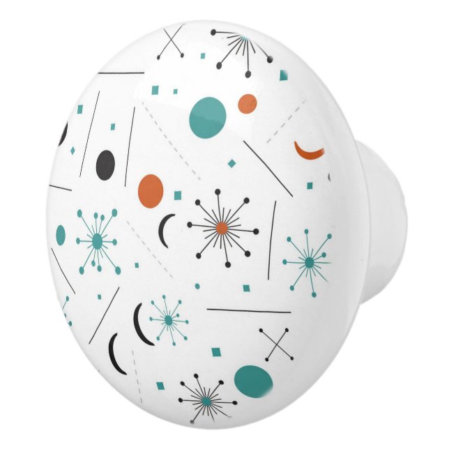 Modern Mid Century Retro Atomic Abstract Ceramic Knob (Right)