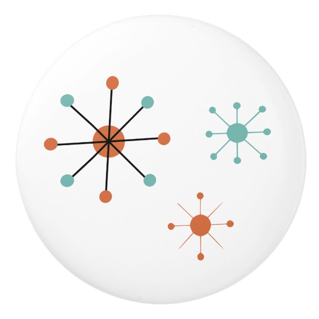 Modern Mid Century Retro Atomic Abstract Ceramic Knob (Front)