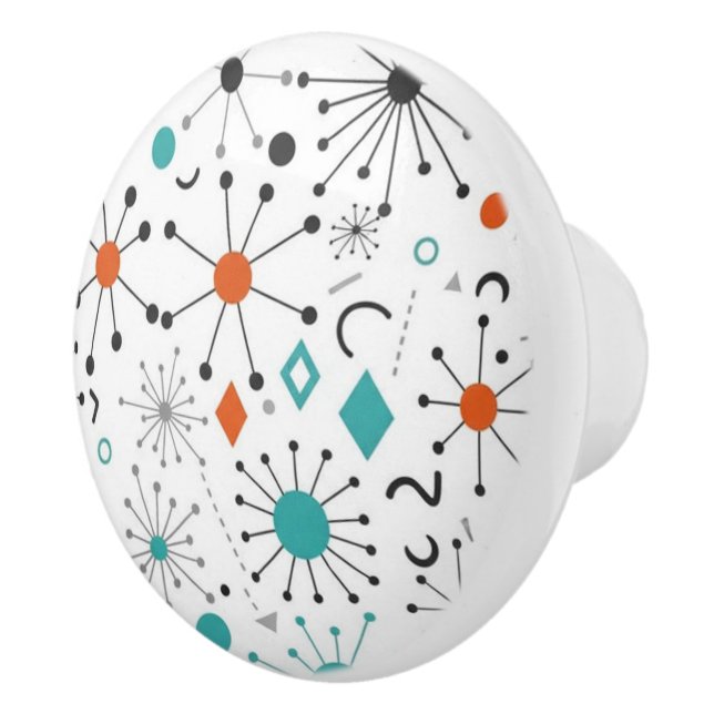 Modern Mid Century Retro Atomic Abstract Ceramic Knob (Right)