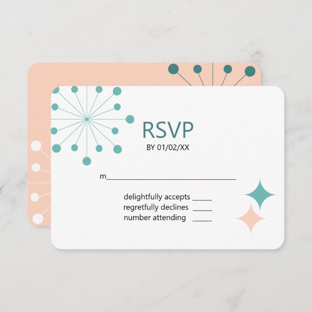 Modern Mid Century Retro Photo Save The Date RSVP Card (Front/Back)