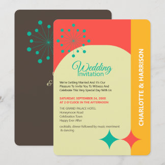 Modern Mid Century Retro Wedding Invitation
