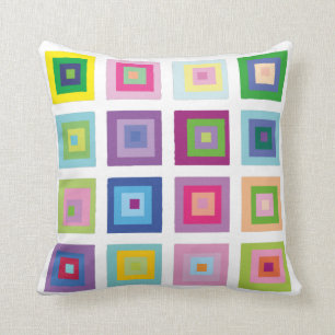 Modern Mid Century Squares Pattern Colourful Cushion