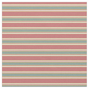 Modern mid century stripes l Burgundy Turquoise Fabric