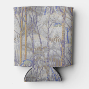 Modern Mid-Century Style Birch Forest Pattern Can Cooler