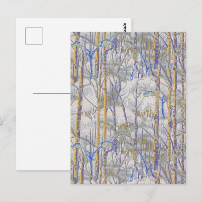 Modern Mid-Century Style Birch Forest Pattern Postcard (Front/Back)