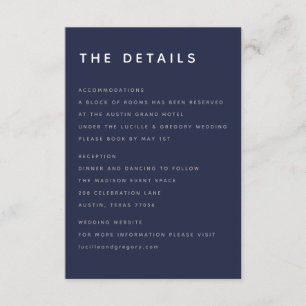 Modern Midnight Blue Editorial All Caps Enclosure Card