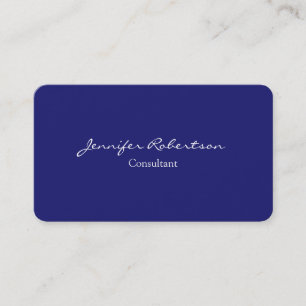 Modern Midnight Blue Plain Unique Business Card